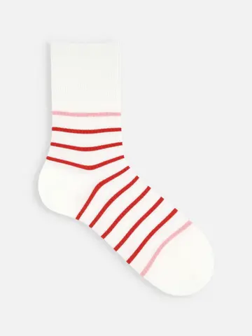 【Tabio MEN】ゴム長ワッフルアクセントボーダークルー丈ソックス