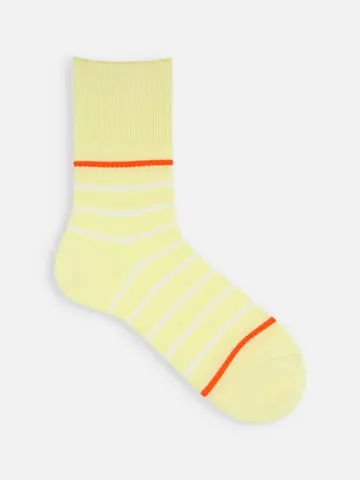 【Tabio MEN】ゴム長ワッフルアクセントボーダークルー丈ソックス