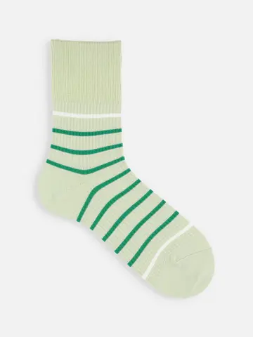 【Tabio MEN】ゴム長ワッフルアクセントボーダークルー丈ソックス