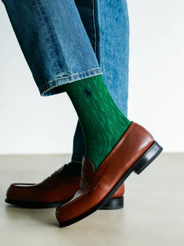 POLO ポニー刺繡ケーブル柄レギュラーソックス