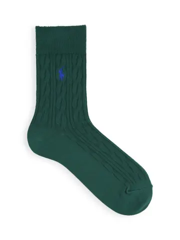 【MEN】POLO ポニー刺繡ケーブル柄レギュラー丈ソックス