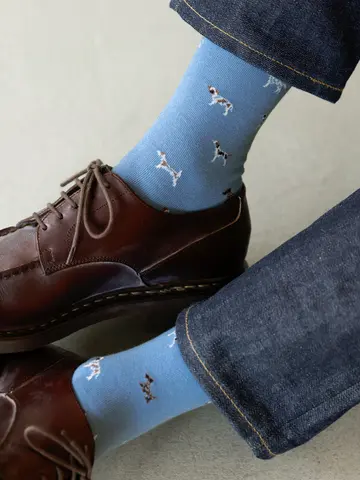 【Tabio MEN】犬柄レギュラー丈ソックス