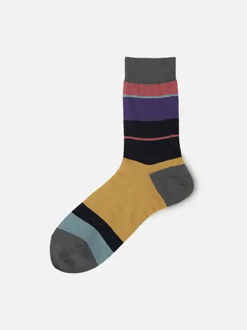 メンズ 綿ミックスボーダーソックス