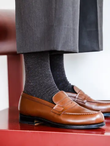 【Tabio MEN】WOOLピンドットレギュラー丈ソックス
