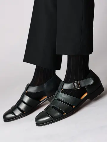 メンズ 連続シルケット ストライプレギュラー丈ソックス(27.0～29.0cm)