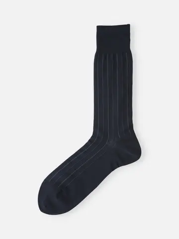 メンズ 連続シルケット ストライプレギュラー丈ソックス(27.0～29.0cm)