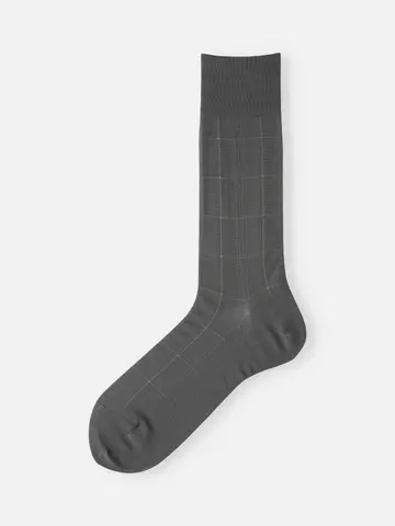 【Tabio MEN】連続シルケット加工/チェックレギュラー丈ソックス