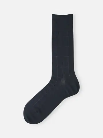 【Tabio MEN】連続シルケット加工/チェックレギュラー丈ソックス(27.0～29.0cm)