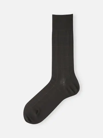 【Tabio MEN】連続シルケット加工チェックソックス(23.0～25.0cm)