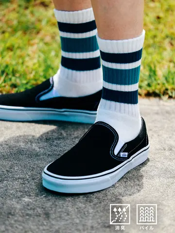 【Tabio MEN】アメリブクッションパイルラインクルー丈ソックス
