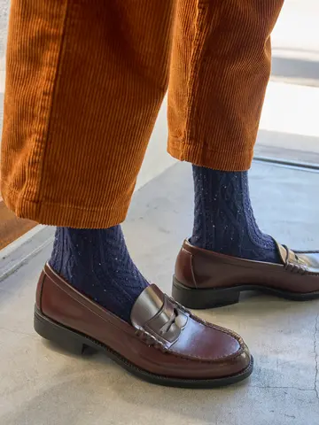 【Tabio MEN】 紡毛アランケーブルレギュラーソックス