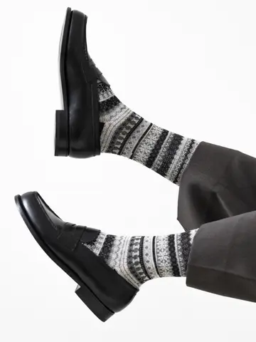 【Tabio MEN】WOOLボーダーフェアアイルレギュラーソックス