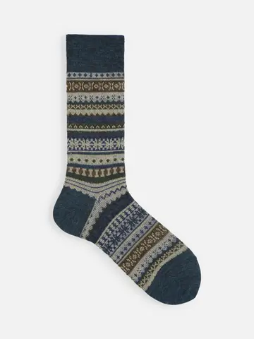 【Tabio MEN】WOOLボーダーフェアアイルレギュラーソックス