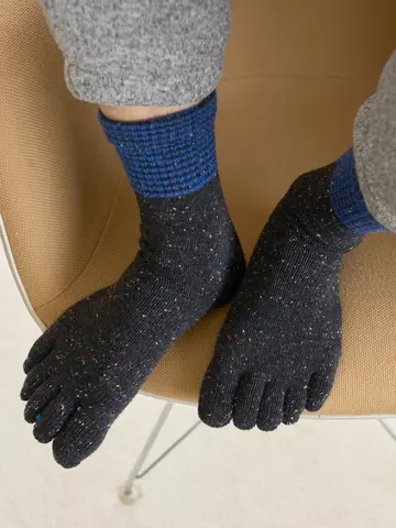【Tabio MEN】WOOLネップ五本指レギュラー丈ソックス