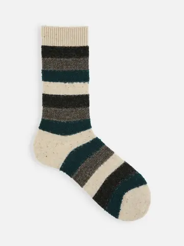 【Tabio MEN】ウールネップ異素材ボーダーレギュラー丈ソックス