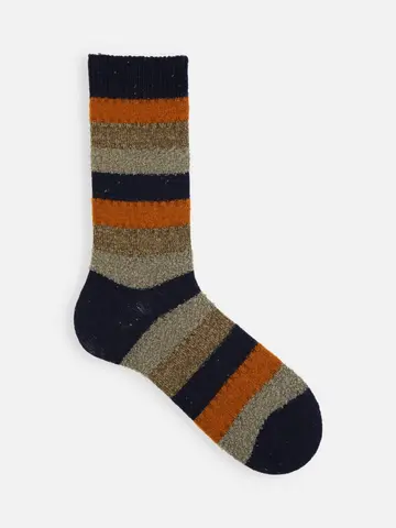 【Tabio MEN】ウールネップ異素材ボーダーレギュラー丈ソックス