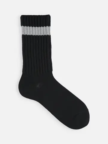 SALE!【Tabio MEN】バルキー綿混アメリブワンボーダークルー丈ソックス