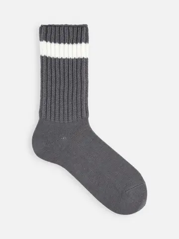 SALE!【Tabio MEN】バルキー綿混アメリブワンボーダークルー丈ソックス