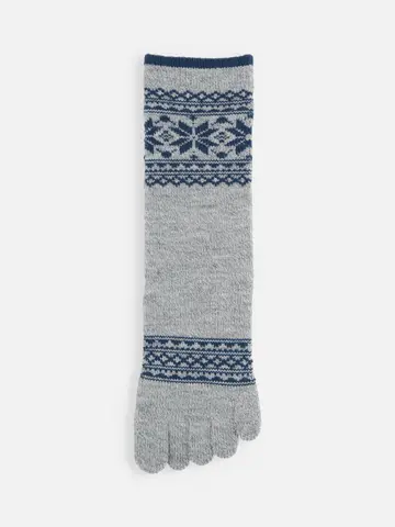 【Tabio MEN】撚り杢雪柄五本指レギュラー丈ソックス