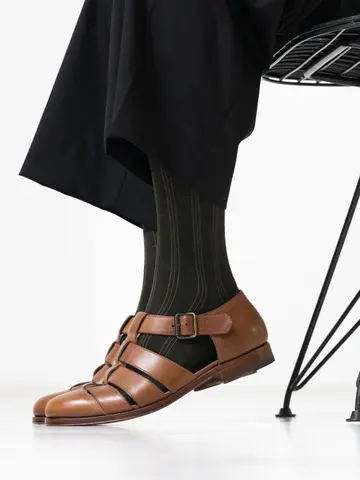 【Tabio MEN】ウールナイロンストライプレギュラー丈ソックス