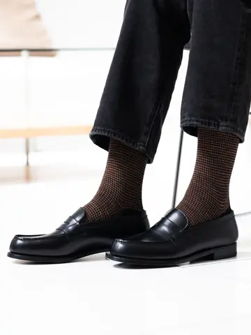 【Tabio MEN】ウールハウンドトゥースレギュラー丈ソックス