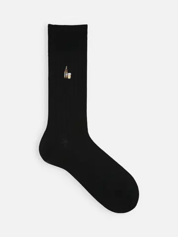 SALE!【Tabio MEN】瓶ビール刺繍綿麻リブレギュラー丈ソックス