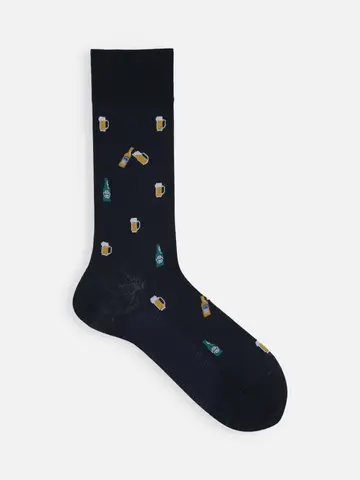SALE!【Tabio MEN】綿麻瓶ビールパターンレギュラー丈ソックス