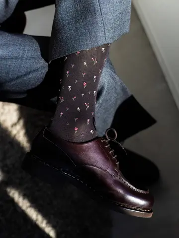 【Tabio MEN】スーピマ小花柄レギュラー丈ソックス