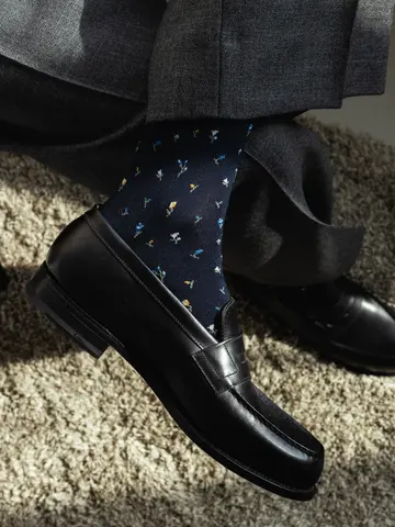 【Tabio MEN】スーピマ小花柄レギュラー丈ソックス