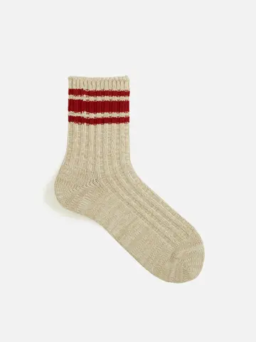 【Tabio MEN】バルキー綿混ラインクルー丈ソックス