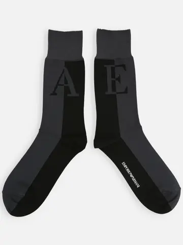 【EMPORIO ARMANI】　E・Aロゴクルー丈ソックス