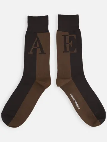 【EMPORIO ARMANI】 E・Aロゴクルー丈ソックス
