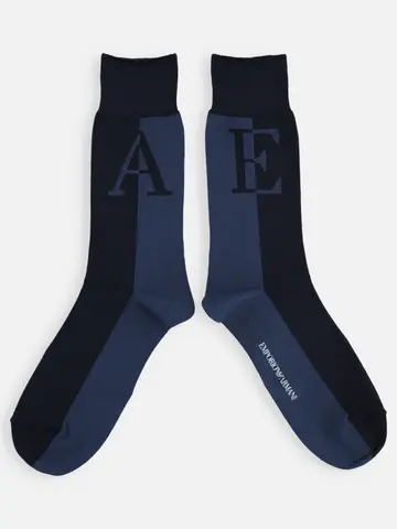 【EMPORIO ARMANI】 E・Aロゴクルー丈ソックス