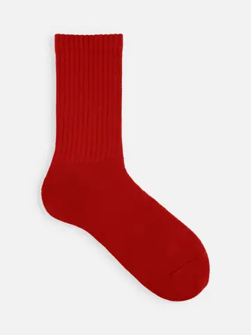 【Tabio MEN】アメリブパイル無地クルー丈ソックス