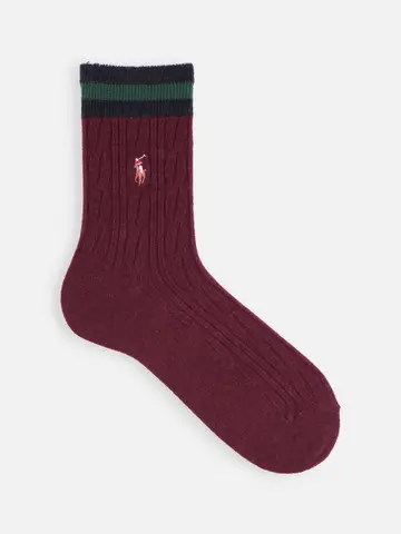 【MEN】POLO マルチポニー刺繡ラインケーブルレギュラー丈ソックス