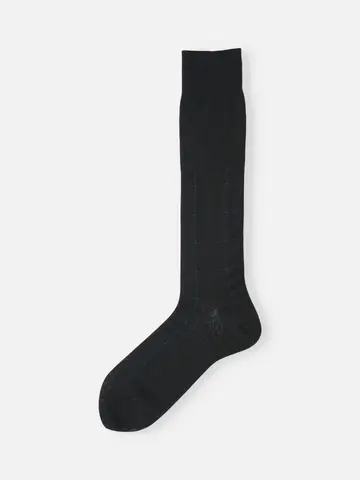 【Tabio MEN】連続シルケットチェックロングホーズ Mサイズ