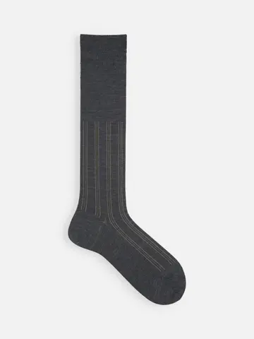 【Tabio MEN】ウールナイロンストライプハイソックス