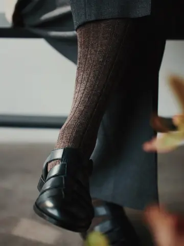 【Tabio MEN】WEB限定/WOOL太リブハイソックス