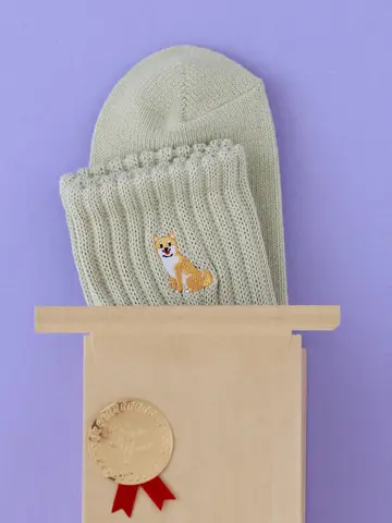 【WEB限定】プチギフト 犬刺繍アメリブショートソックス