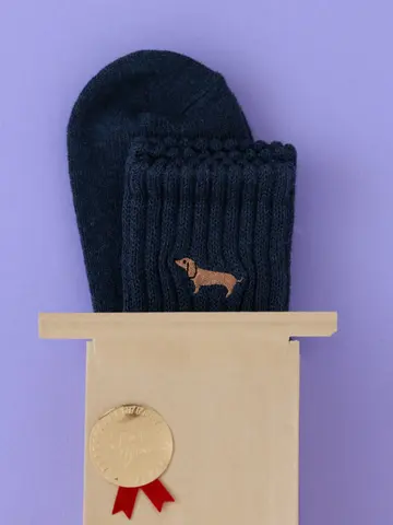 【WEB限定】プチギフト 犬刺繍アメリブショートソックス