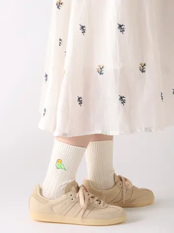 【WEB限定・予約受注】鳥刺繍ショートソックス
