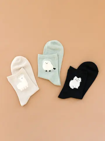 【WEB限定】もふもふ動物ショートソックス 24.5～26.5cm 3足セット
