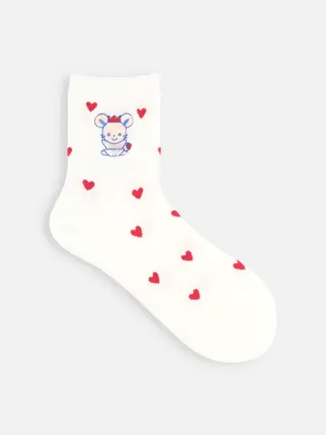 チュッピー刺繍ハートパターンショートソックス