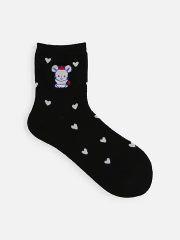 チュッピー刺繍ハートパターンショートソックス