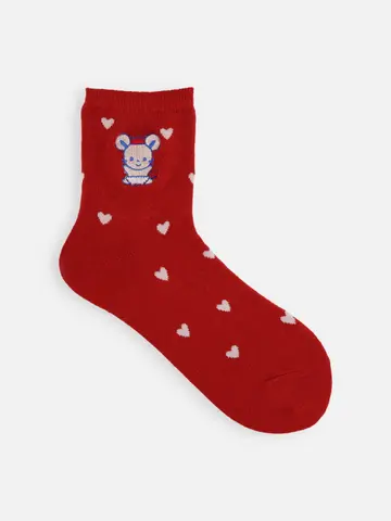 チュッピー刺繍ハートパターンショートソックス