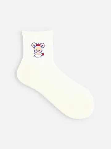 チュッピー刺繍パイル無地ショートソックス