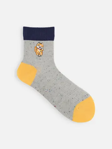 岡山限定 さんじゅーろー刺繍ネップ三面切替ショートソックス