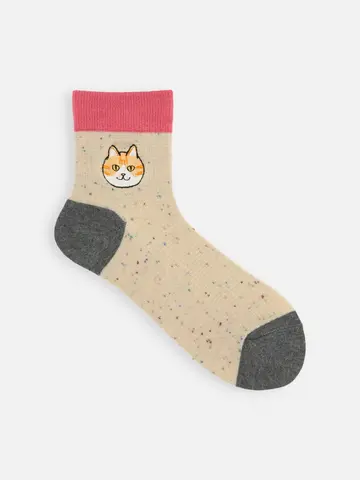 岡山限定 さんじゅーろー刺繍ネップ三面切替ショートソックス