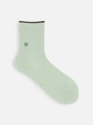 【WEB限定】トップ切替刺繍ソックス / 24.5-26.5cm 