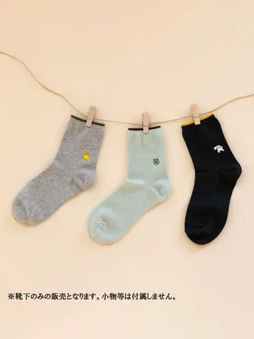 【WEB限定】トップ切替刺繍ソックス 24.5～26.5cm 3足セット